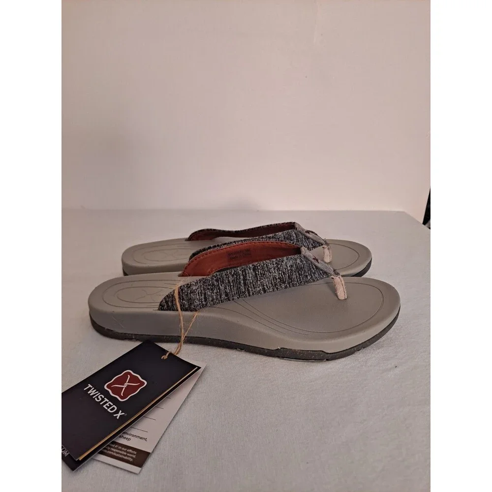 Twisted X Womens Flip Flops Size 9M WSD0037 Grey Merino Wool Odor Resistant